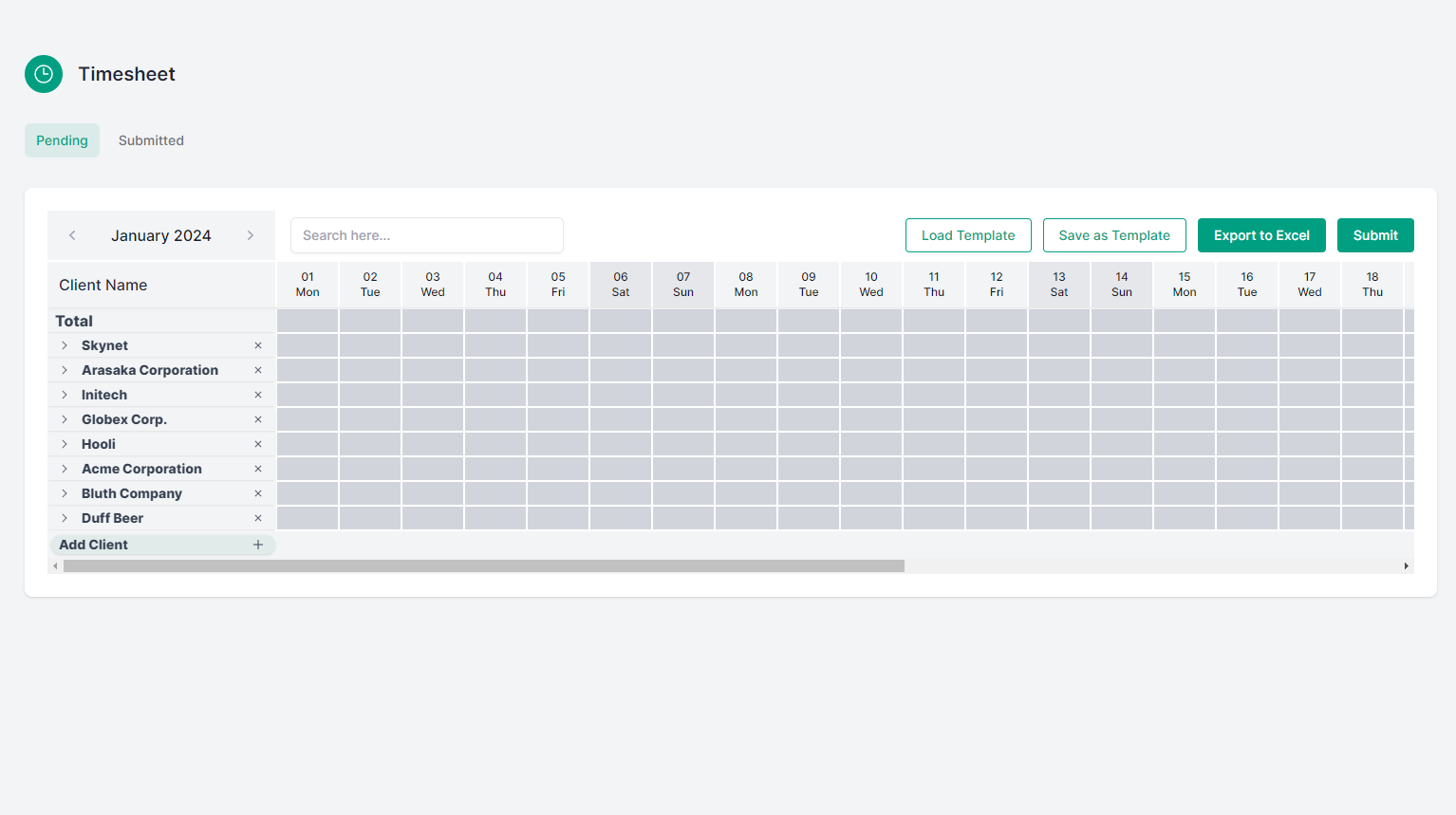 Hypertime - Timesheet - Add row - 01