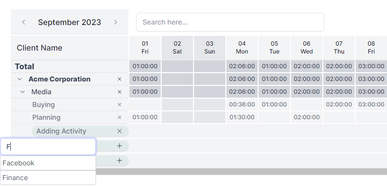 Hypertime - Timesheet - View - Add new clients
